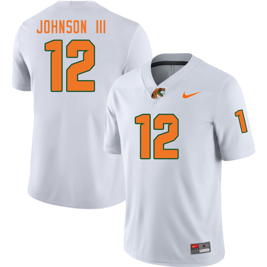 Florida A&M Rattlers #12 RJ Johnson III College Football Jerseys,Uniforms-White